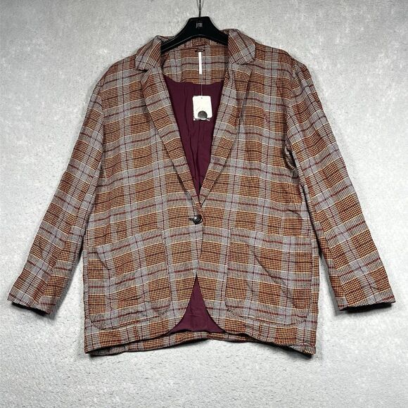 Free People Jackets & Blazers - Free People Simply Plaid Blazer Jacket Womens Size XS Multicolored Plaid